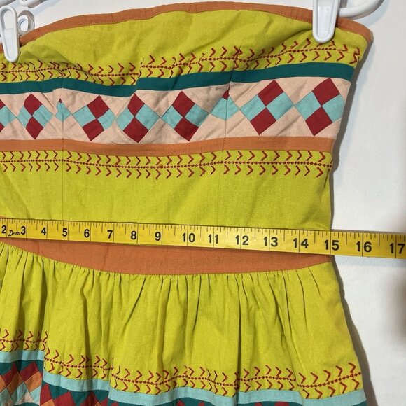 Anthropologie Leifsdottir Ribboned Quilotoa Dress Size 10 Strapless Yellow - Picture 6 of 12